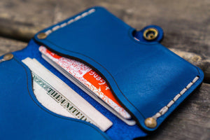 No.38 Personalized Minimalist Hanmade Leather Wallet - Blue-Galen Leather