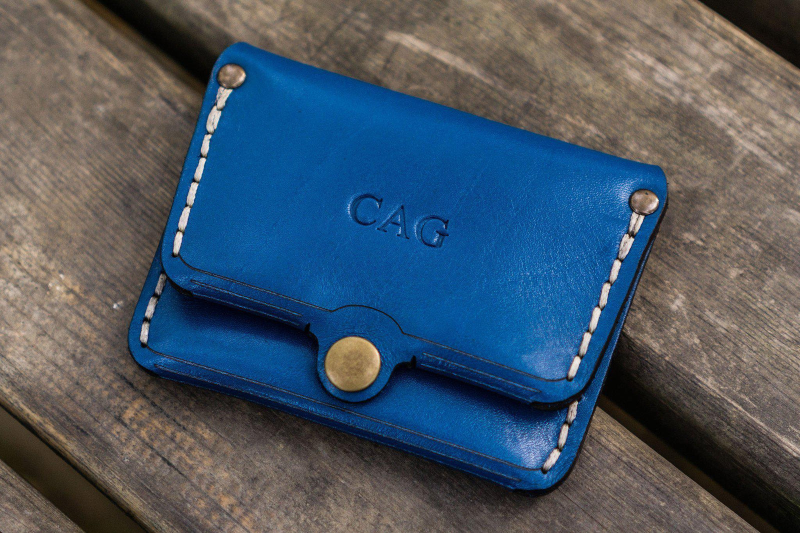 No.38 Personalized Minimalist Hanmade Leather Wallet - Blue-Galen Leather
