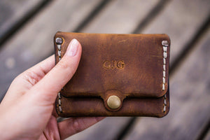 No.38 Personalized Minimalist Hanmade Leather Wallet - Crazy Horse Brown-Galen Leather