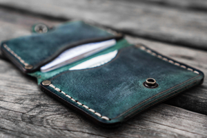 No.38 Personalized Minimalist Hanmade Leather Wallet - Crazy Horse Forest Green-Galen Leather