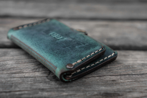 No.38 Personalized Minimalist Hanmade Leather Wallet - Crazy Horse Forest Green-Galen Leather