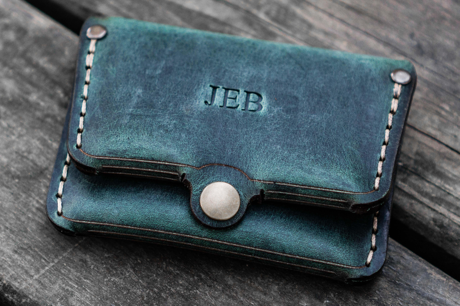 No.38 Personalized Minimalist Hanmade Leather Wallet - Crazy Horse Forest Green-Galen Leather