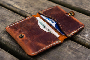 No.38 Personalized Minimalist Hanmade Leather Wallet - Crazy Horse Orange-Galen Leather