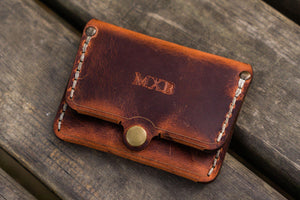 No.38 Personalized Minimalist Hanmade Leather Wallet - Crazy Horse Orange-Galen Leather