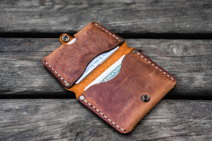 No.38 Personalized Minimalist Hanmade Leather Wallet - Crazy Horse Tan-Galen Leather