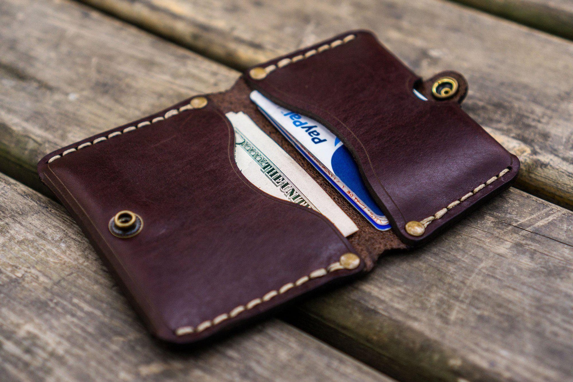 No.38 Personalized Minimalist Handmade Leather Wallet - Dark Brown 