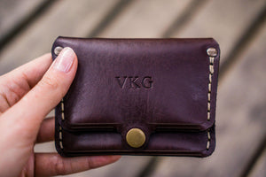 No.38 Personalized Minimalist Hanmade Leather Wallet - Dark Brown-Galen Leather