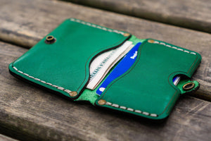 No.38 Personalized Minimalist Hanmade Leather Wallet - Green-Galen Leather