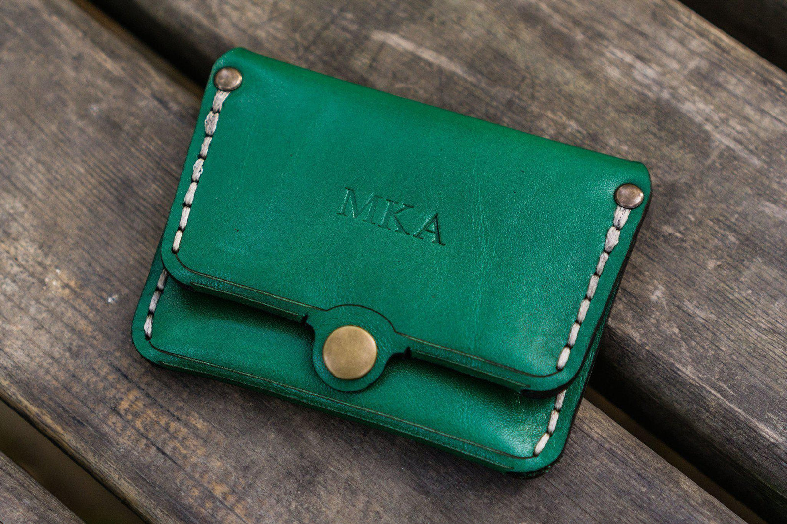 No.38 Personalized Minimalist Hanmade Leather Wallet - Green-Galen Leather