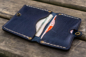 No.38 Personalized Minimalist Hanmade Leather Wallet - Navy Blue-Galen Leather