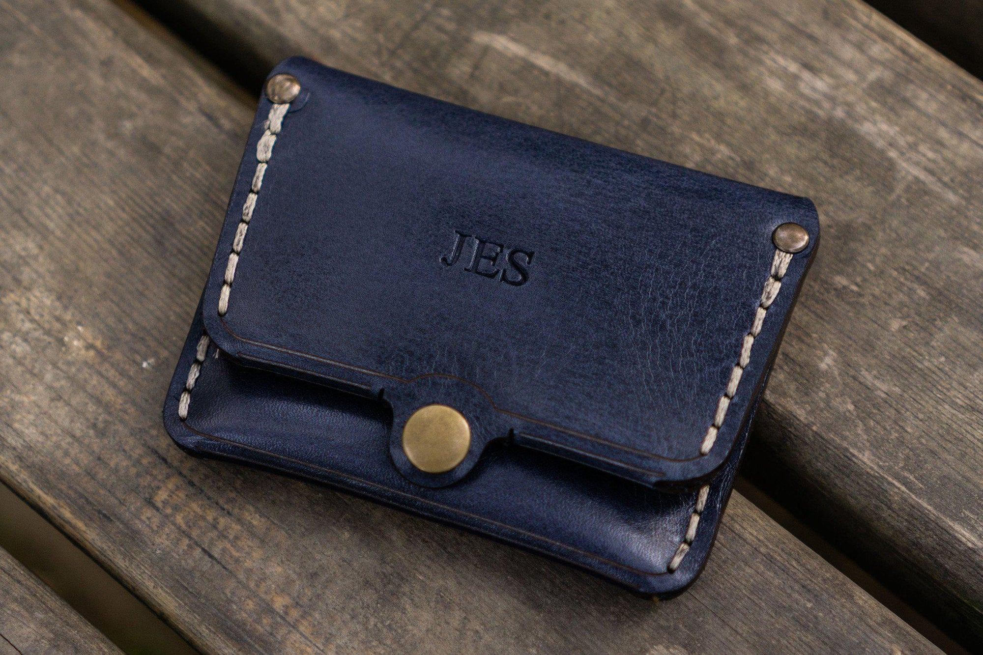 No.38 Personalized Minimalist Hanmade Leather Wallet - Navy Blue-Galen Leather