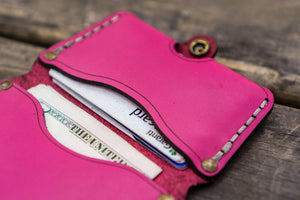 No.38 Personalized Minimalist Hanmade Leather Wallet - Pink-Galen Leather