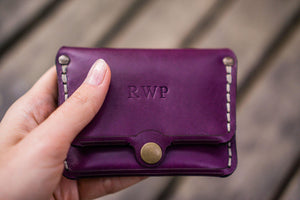 No.38 Personalized Minimalist Hanmade Leather Wallet - Purple-Galen Leather
