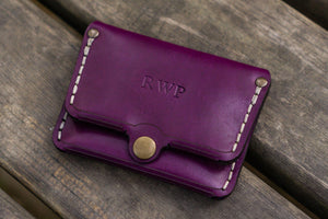 No.38 Personalized Minimalist Hanmade Leather Wallet - Purple-Galen Leather