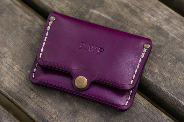 No.38 Personalized Minimalist Handmade Leather Wallet - Purple
