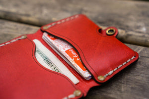 No.38 Personalized Minimalist Hanmade Leather Wallet - Red-Galen Leather