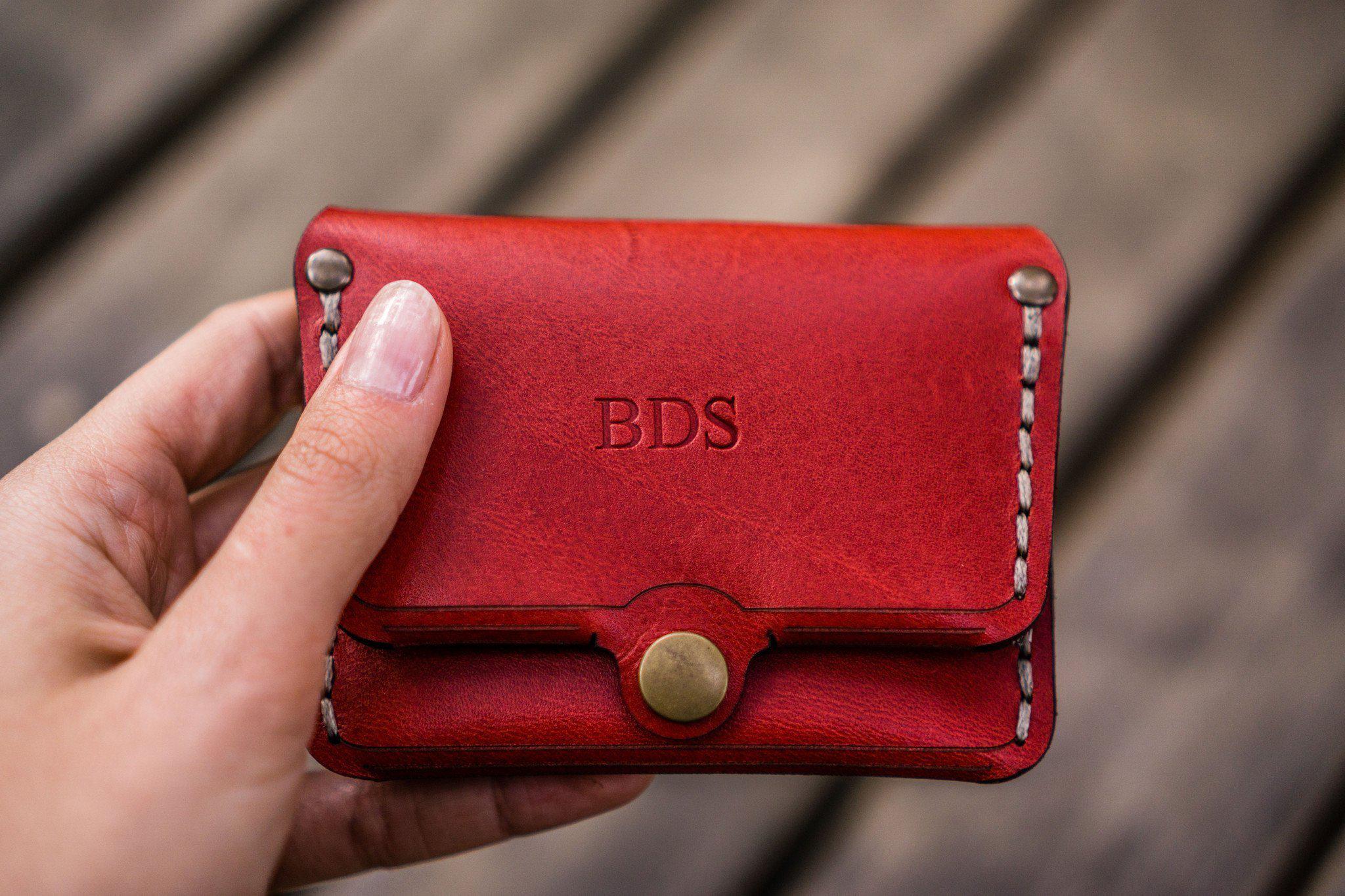 Red Leather Wallet Personalized Leather Red Wallet Front 