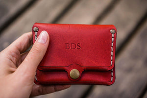 No.38 Personalized Minimalist Hanmade Leather Wallet - Red-Galen Leather