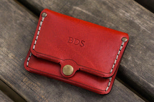 No.38 Personalized Minimalist Hanmade Leather Wallet - Red-Galen Leather