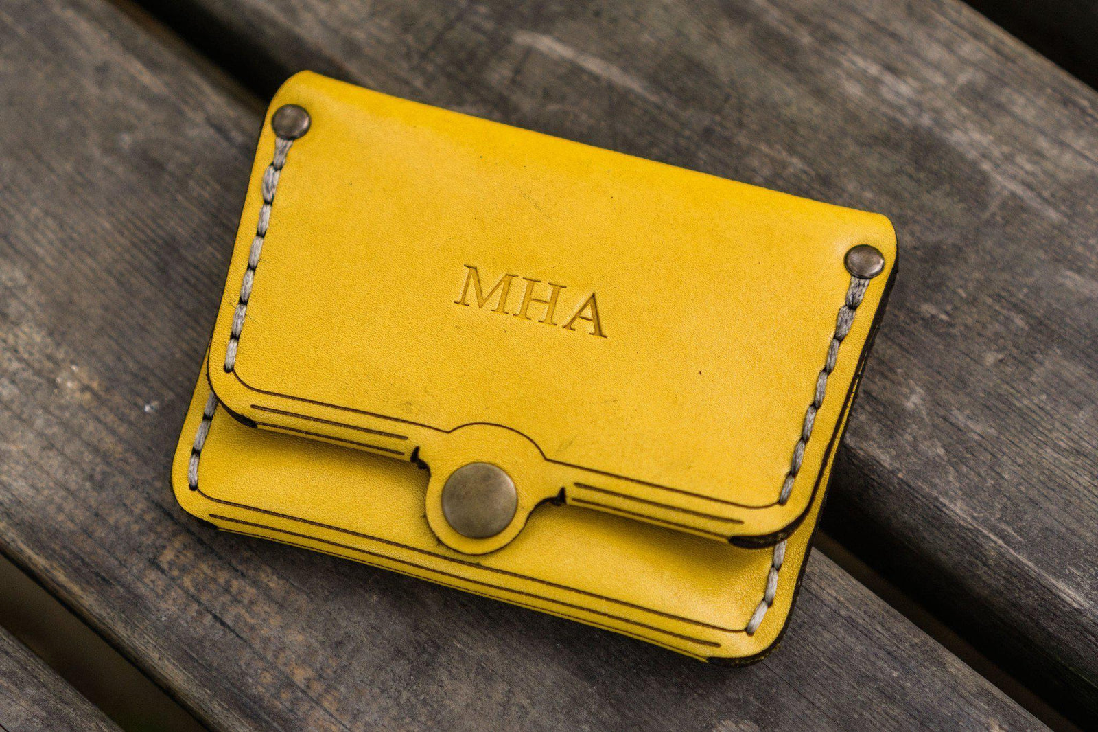 No.38 Personalized Minimalist Hanmade Leather Wallet - Yellow-Galen Leather