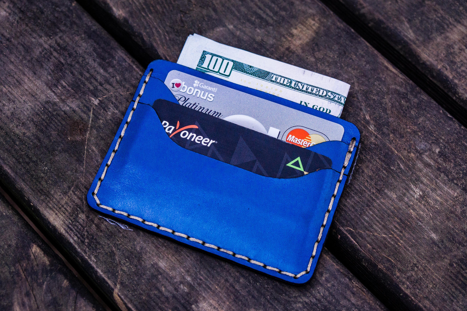 No.40 Handmade Leather Slim Card Wallet - Blue-Galen Leather