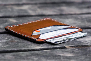 No.40 Handmade Leather Slim Card Wallet - Brown-Galen Leather