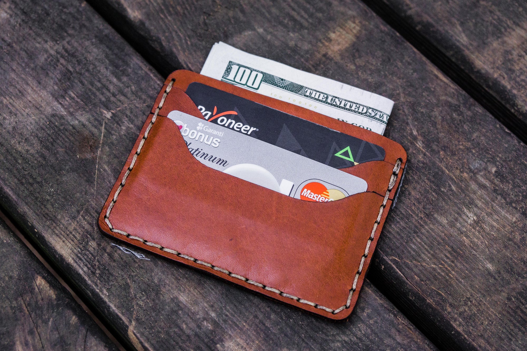 No.40 Handmade Leather Slim Card Wallet - Brown-Galen Leather
