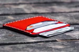 No.40 Handmade Leather Slim Card Wallet - Red-Galen Leather