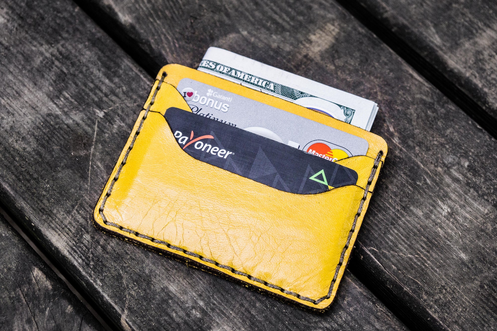 No.40 Handmade Leather Slim Card Wallet - Yellow-Galen Leather