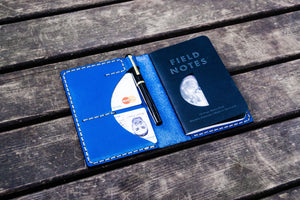 No.44 Personalized Leather Field Notes Cover - Blue-Galen Leather