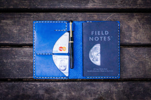 No.44 Personalized Leather Field Notes Cover - Blue-Galen Leather