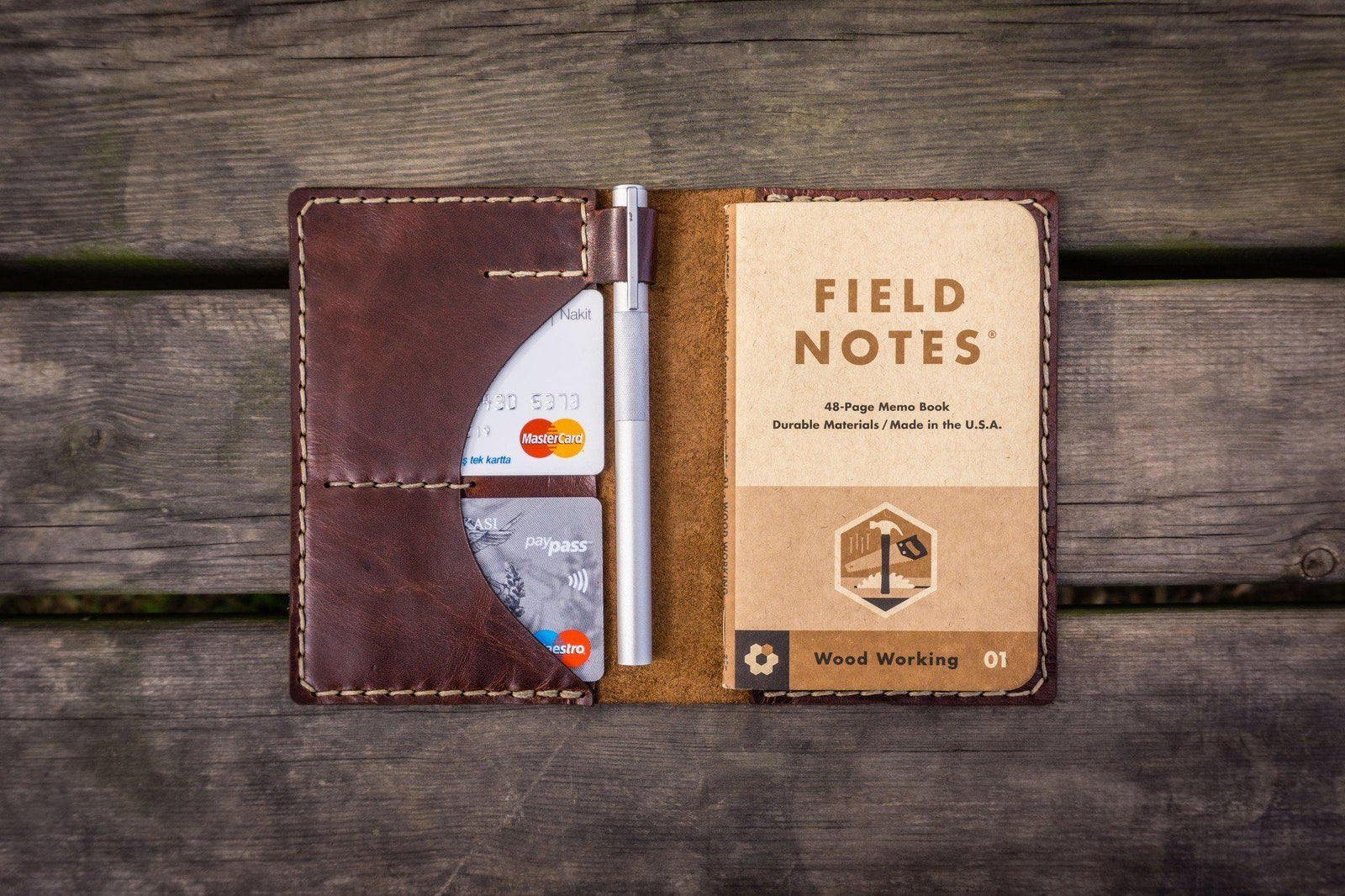 No.44 Personalized Leather Field Notes Cover - Brown-Galen Leather