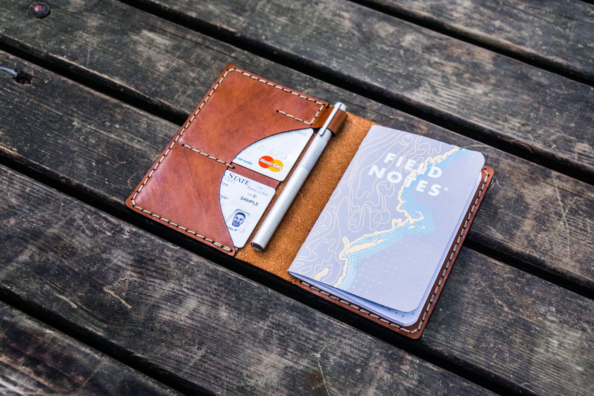 No.44 Personalized Leather Field Notes Cover - Brown - Galen Leather