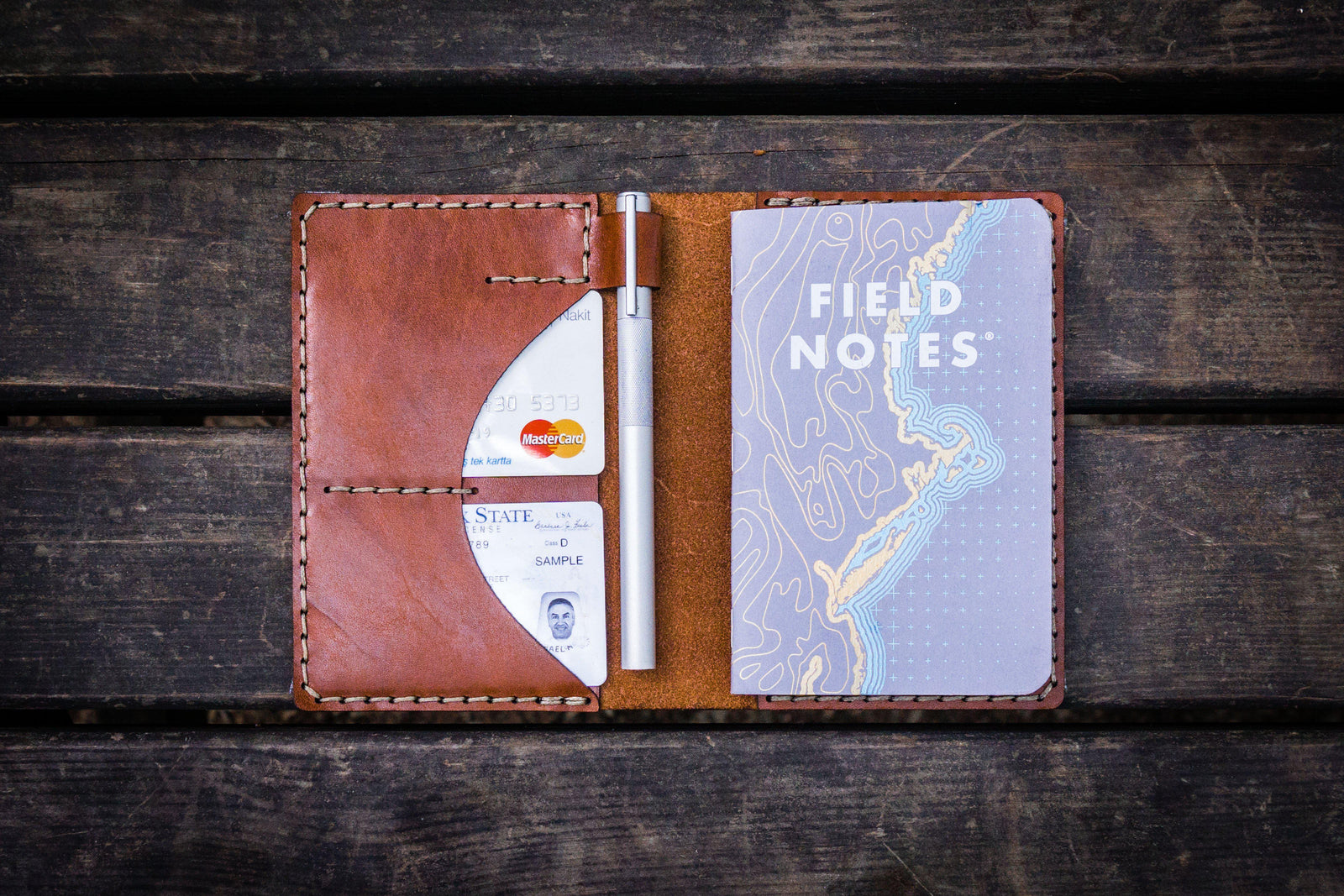 No.44 Personalized Leather Field Notes Cover - Chocolate Brown-Galen Leather