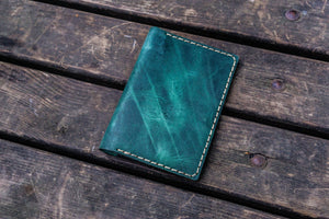 No.44 Personalized Leather Field Notes Cover - Crazy Horse Forest Green-Galen Leather