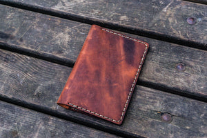 No.44 Personalized Leather Field Notes Cover - Crazy Horse Orange-Galen Leather