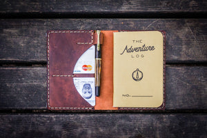 No.44 Personalized Leather Field Notes Cover - Crazy Horse Orange-Galen Leather