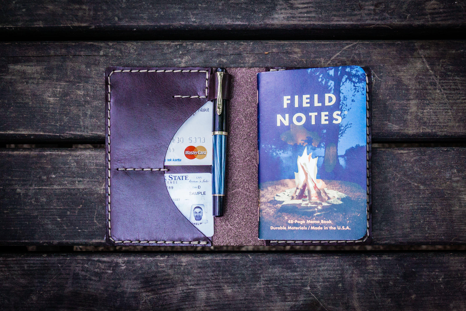 No.44 Personalized Leather Field Notes Cover - Dark Brown-Galen Leather