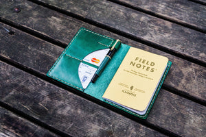 No.44 Personalized Leather Field Notes Cover - Green-Galen Leather