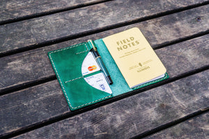No.44 Personalized Leather Field Notes Cover - Green-Galen Leather