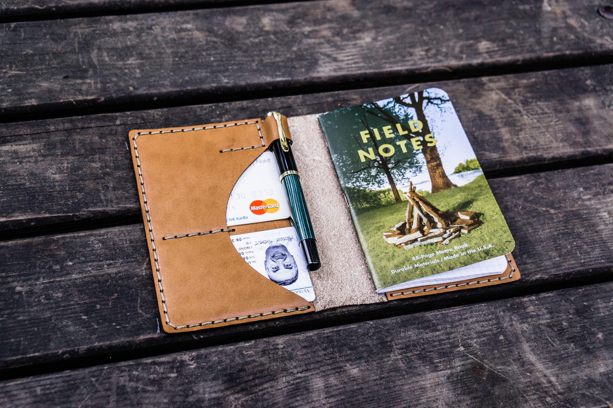 No.44 Personalized Leather Field Notes Cover - Brown - Galen Leather