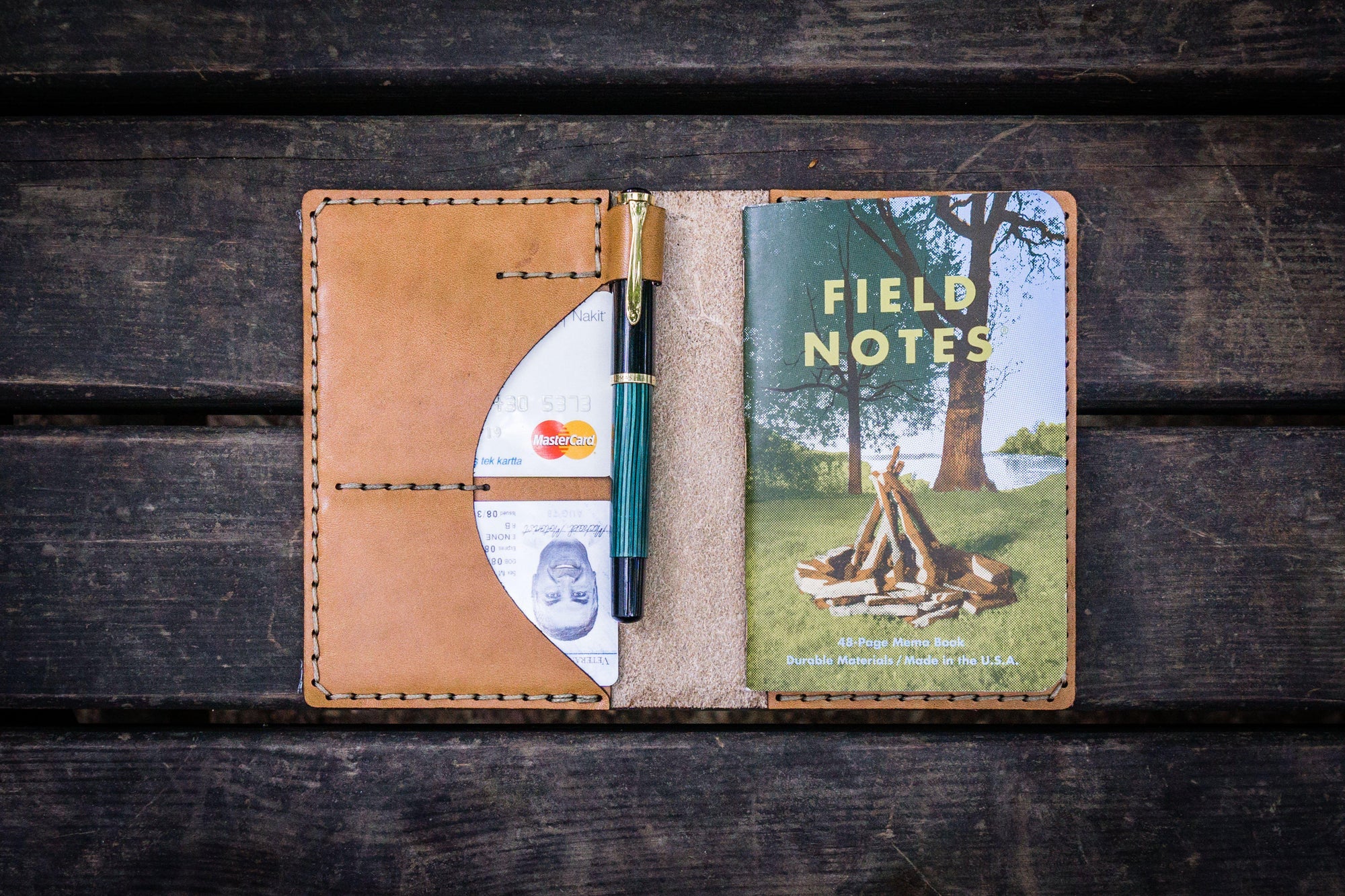 No.44 Personalized Leather Field Notes Cover - Natural-Galen Leather