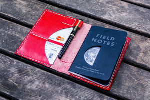 No.44 Personalized Leather Field Notes Cover - Red-2-Galen Leather