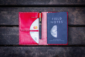 No.44 Personalized Leather Field Notes Cover - Red-2-Galen Leather