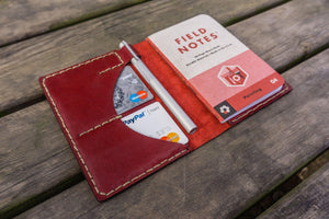 No.44 Personalized Leather Field Notes Cover - Red-Galen Leather