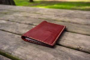 No.44 Personalized Leather Field Notes Cover - Red-Galen Leather