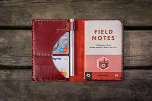 No.44 Personalized Leather Field Notes Cover - Red-Galen Leather