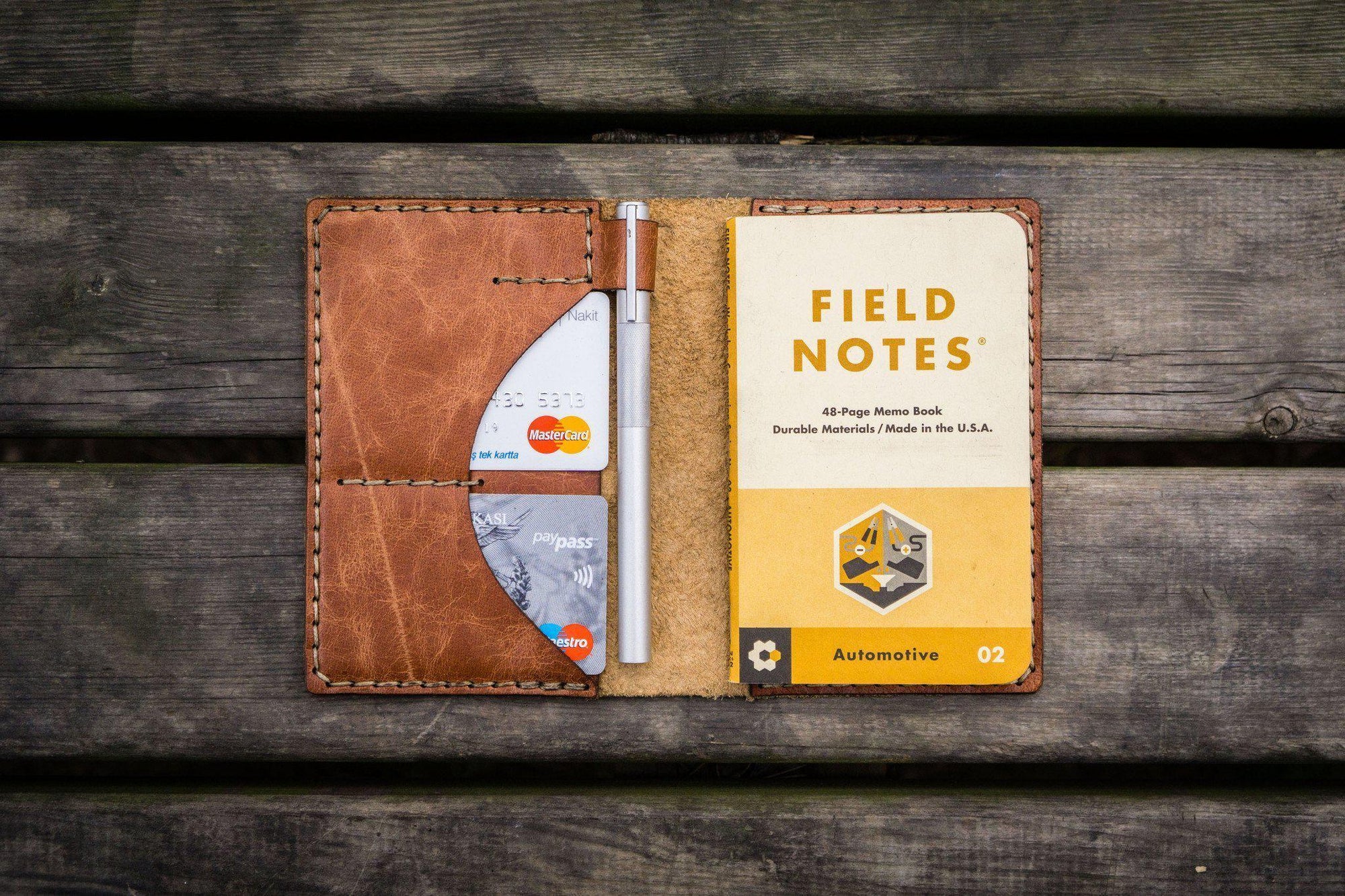 No.44 Personalized Leather Field Notes Cover - Rustic Brown-Galen Leather