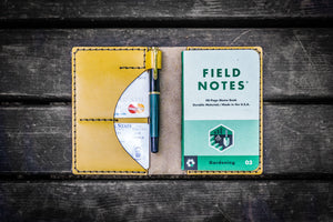 No.44 Personalized Leather Field Notes Cover - Yellow-Galen Leather