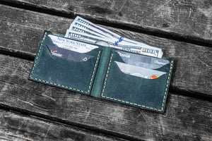 No.48 Personalized Handmade Leather Wallet - Crazy Horse Forest Green-Galen Leather